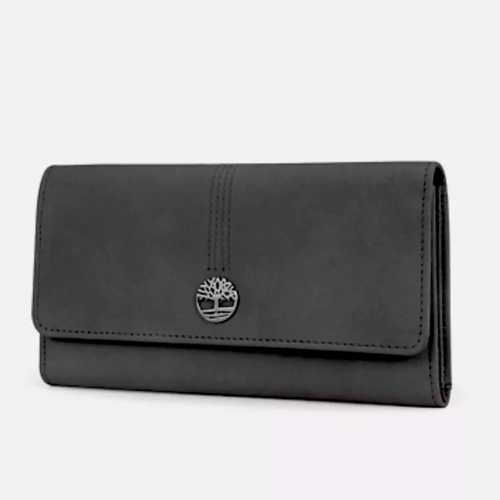 NWT Timberland Womens Leather Wallet RFID Protection Clutch Castler Silve
